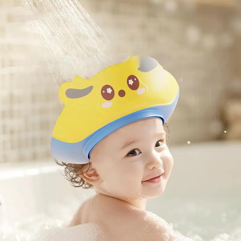 Baby Shower Cap Shield Baby Soft Bathing Visor Cartoon Shower Shield Eye And Ear Protection Shampoo Adjustable Bath Bathing Hat