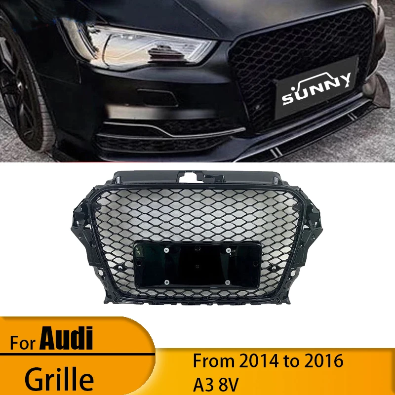 

Suitable for 2014-2016 Audi A3 modification RS3 no label model center mesh A3 8V glossy black honeycomb air intake