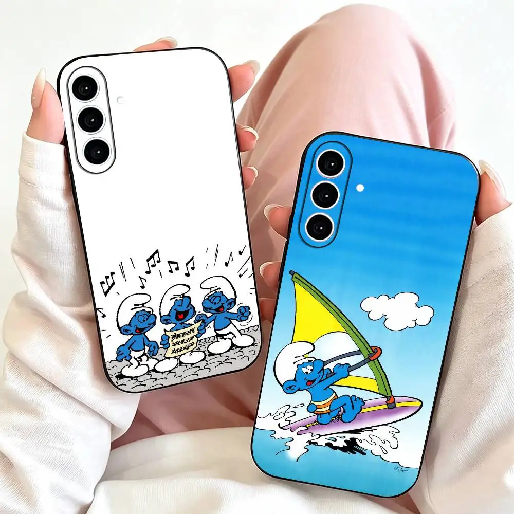 CARTOON F-Funny S-Smurfs  Phone Case For Samsung Galaxy A73,A72,A71,A70,A53,A52,A51,Soft Silicone Black Cover