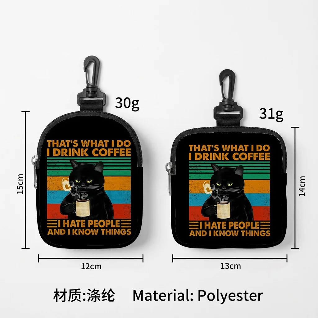 kitten print coin purse pet dog training bag zipper storage bag multi-functional mini earphone case, pet food bag, dog snack bag
