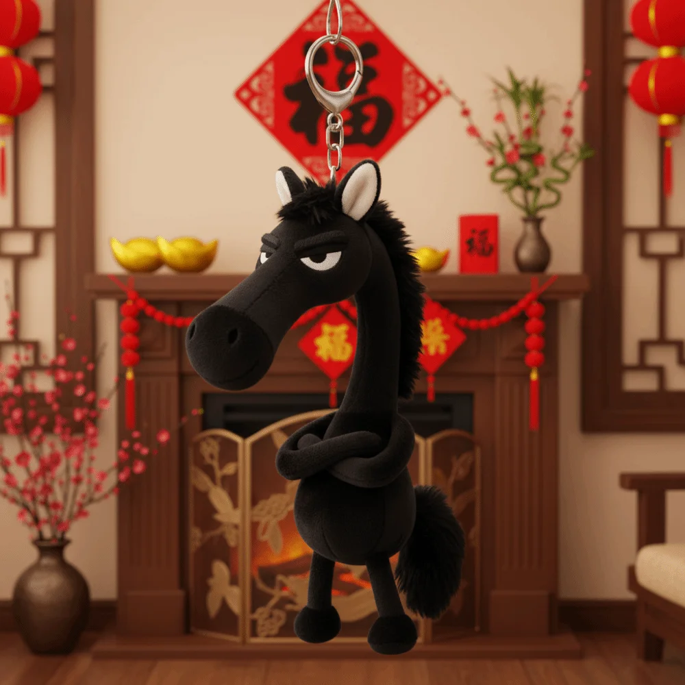 

Children Cartoon Simulation Horse Stuffed Exquisite Craftsmanship Cute Design Pony White Black Color Fantasy Style Children