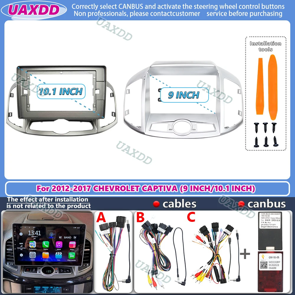 

For 2012-2017 CHEVROLET CAPTIVA 9 10.1INCH Car stereo radio Android frame panel fascia cable video harness adapter MP5 dashboard