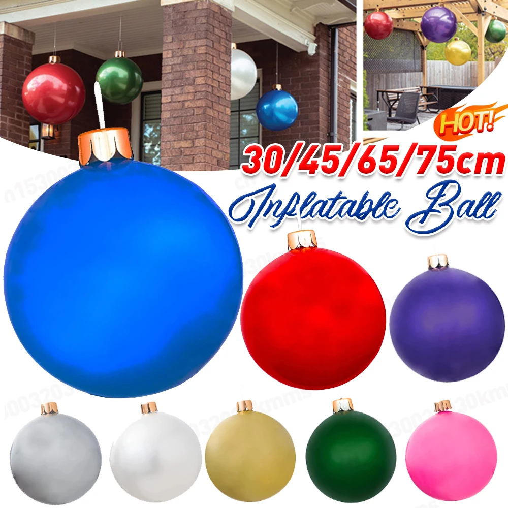 Christmas Inflatable Ball With Stakes To Fasten Ball PVC Blow Up Ball Without Light Inflatables Toys for Yard Lawn Porch Tree