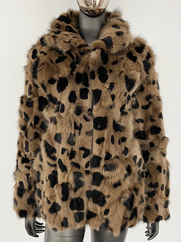 2025 femmes personnalisé veste de fourrure de renard naturel manteau de fourrure véritable hiver automne mode luxe une pièce véritable manteau de fourrure léopard