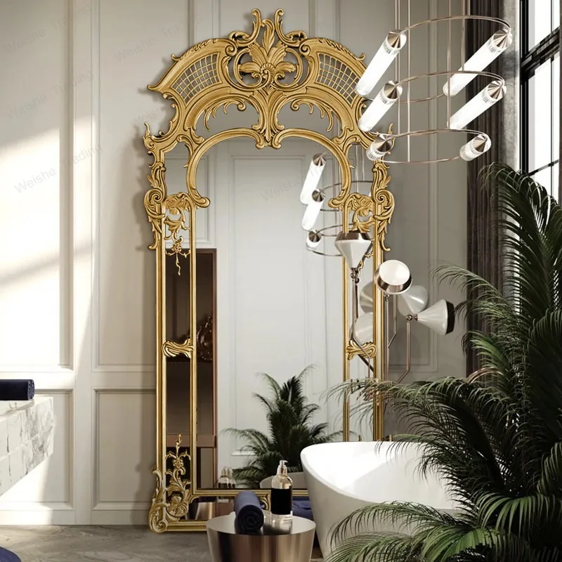 French engraved whole body retro floor-to-ceiling European luxury dressing villa fireplace wall hanging decorative mirror