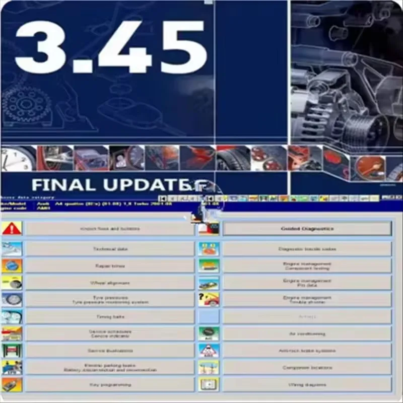 2025 Versión más nueva Autodata 3.45 Software de reparación de automóviles diagramas de cableado datos + instalar guía de vídeo datos automáticos 3.45