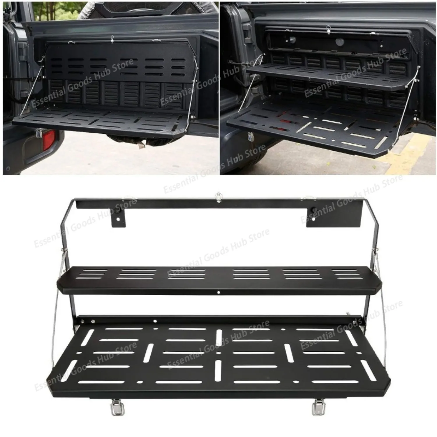 2018 For Wrangler JL JLU Steel Double-Layer Folding Tailgate Table and Storage Shelf
