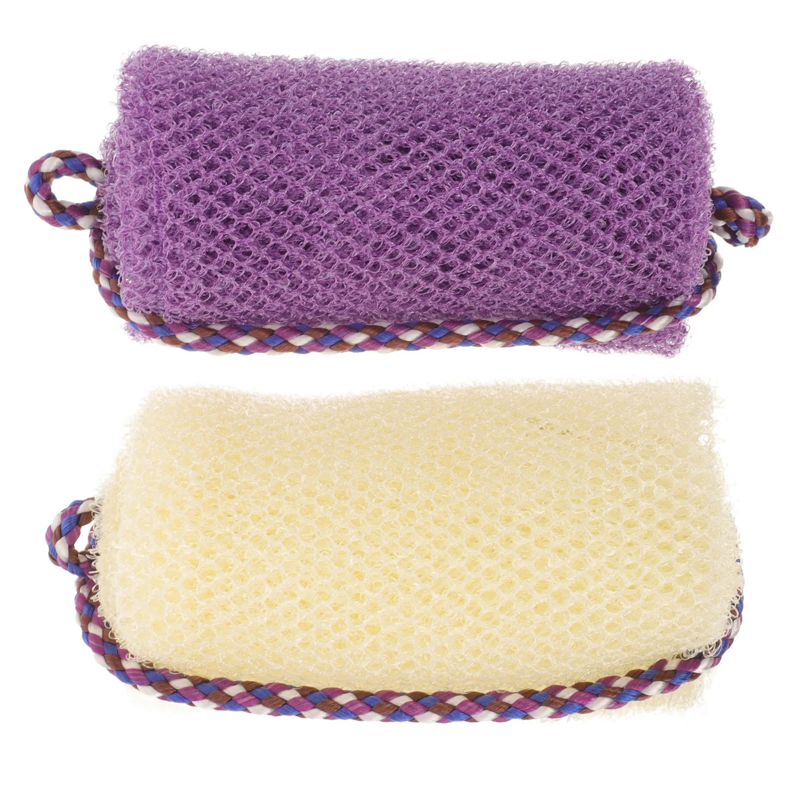

2pcs Bath Purple Exfoliating Back Scrubber White Shower Washcloth Back Exfoliator Scrubber Body Cleanser Bathing Tools