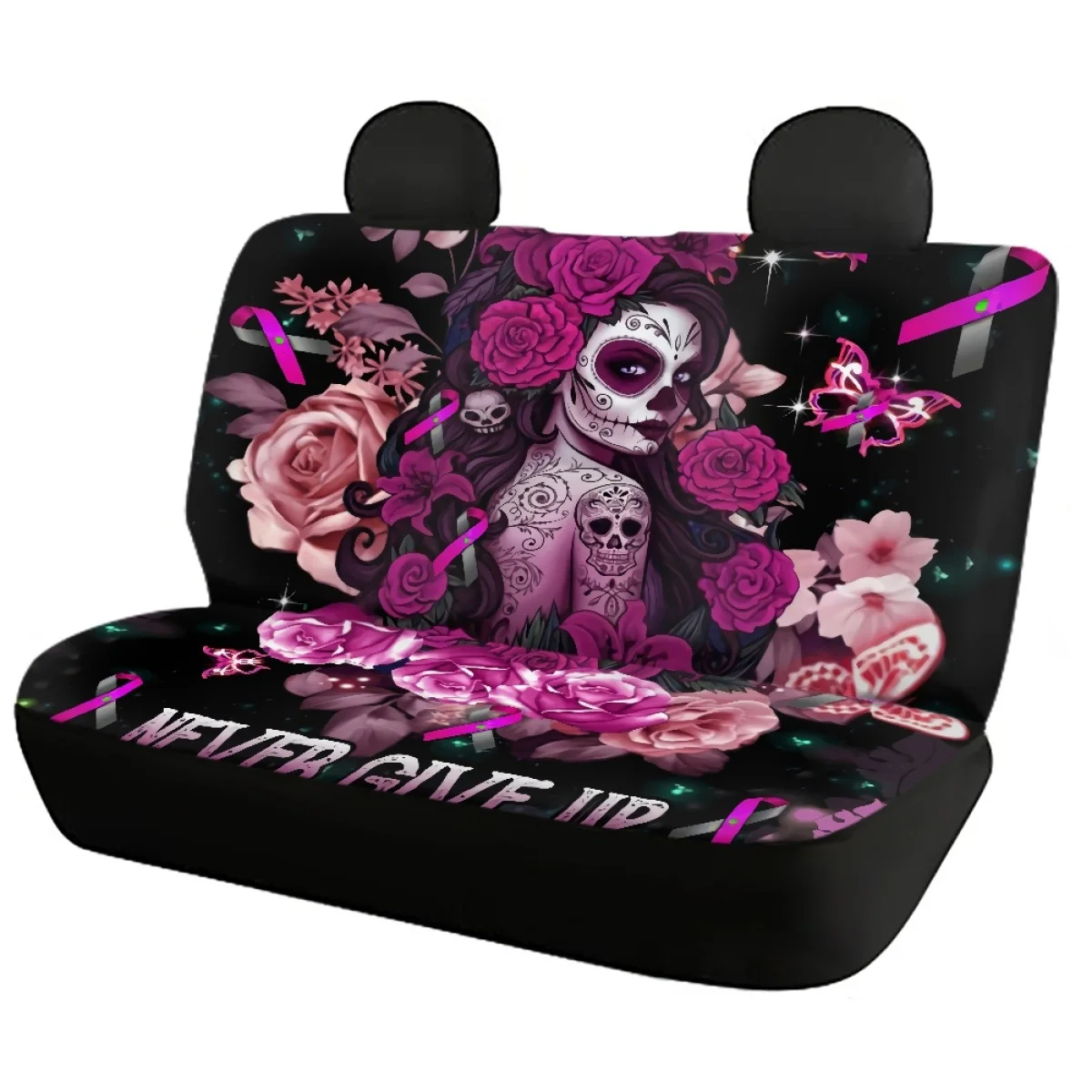 Car Seat Cover Breast Cancer Awareness 6pcs Set Universal Cushion Covers Fit Most Vehicle SUV Van Trucks Interior Accessories