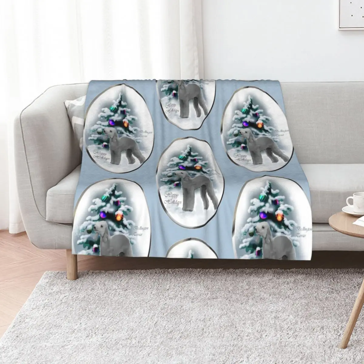Bedlington Terrier Christmas Holiday Art Gifts Throw Blanket Personalized Gift Plush Bed Vintage For Baby wednesday Blankets