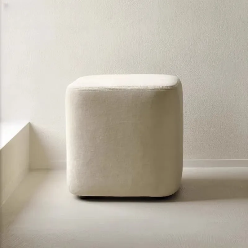Modern Entryway Bench Ottoman, High-Density Foam Upholstered Stool with Non-Slip Bottom, Minimalist Square Seat for Living Room