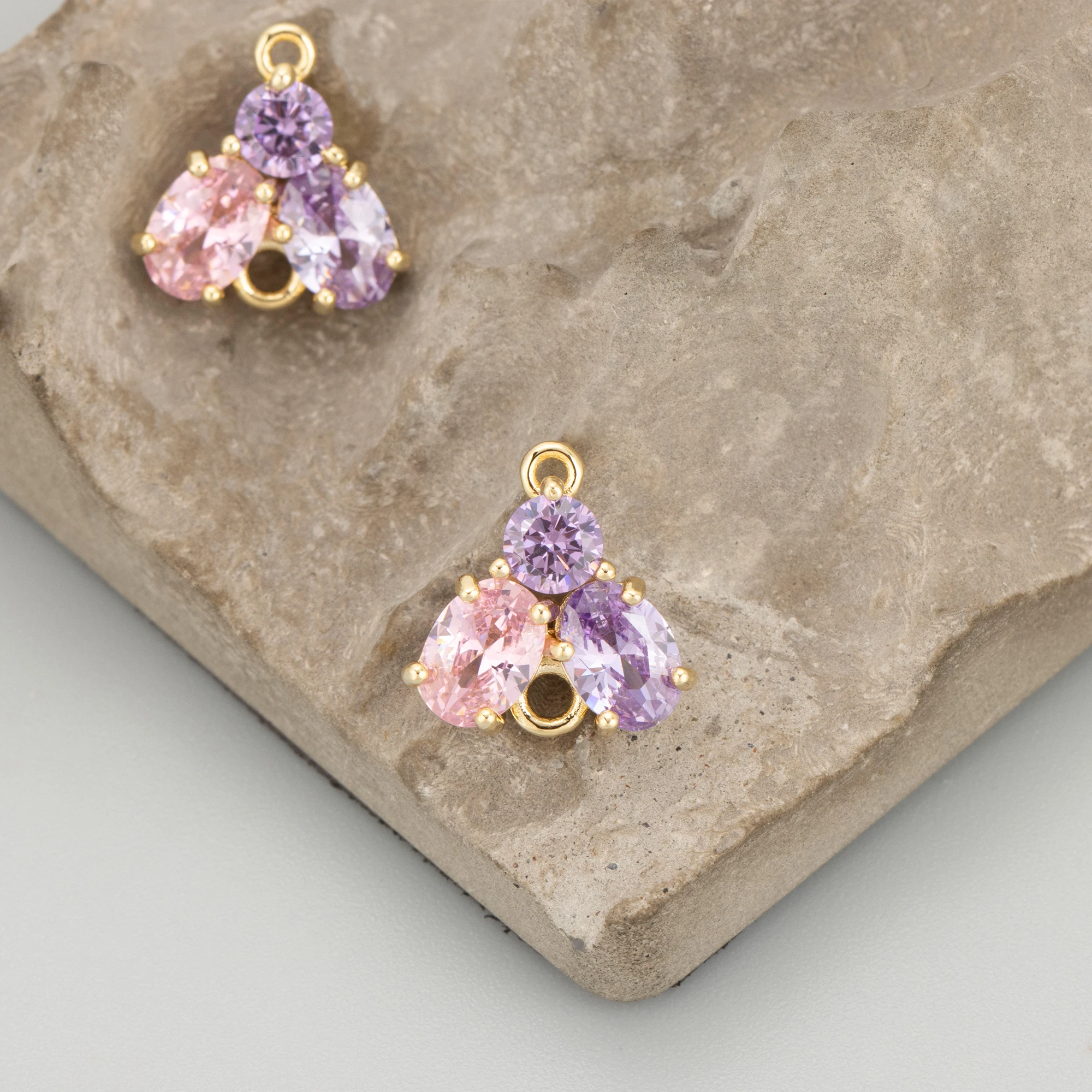 GUFEATHER, 2pcs/lot, MI43, Jewelry Accessories, 18K Gold Plated, Copper, Zircons, Charms, Jewelry Making Findings, DIY Pendants view 6