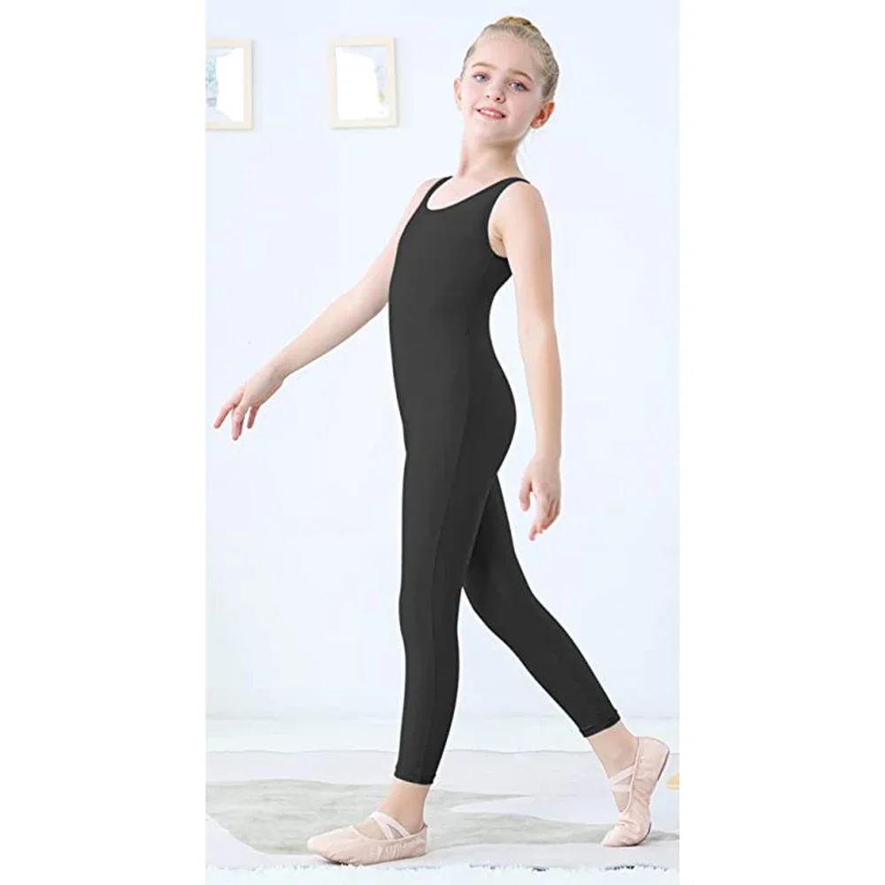 SPEERISE Girls One Piece Black Tank Unitards body per balletto senza maniche tuta attillata costumi da ballo Unitards body