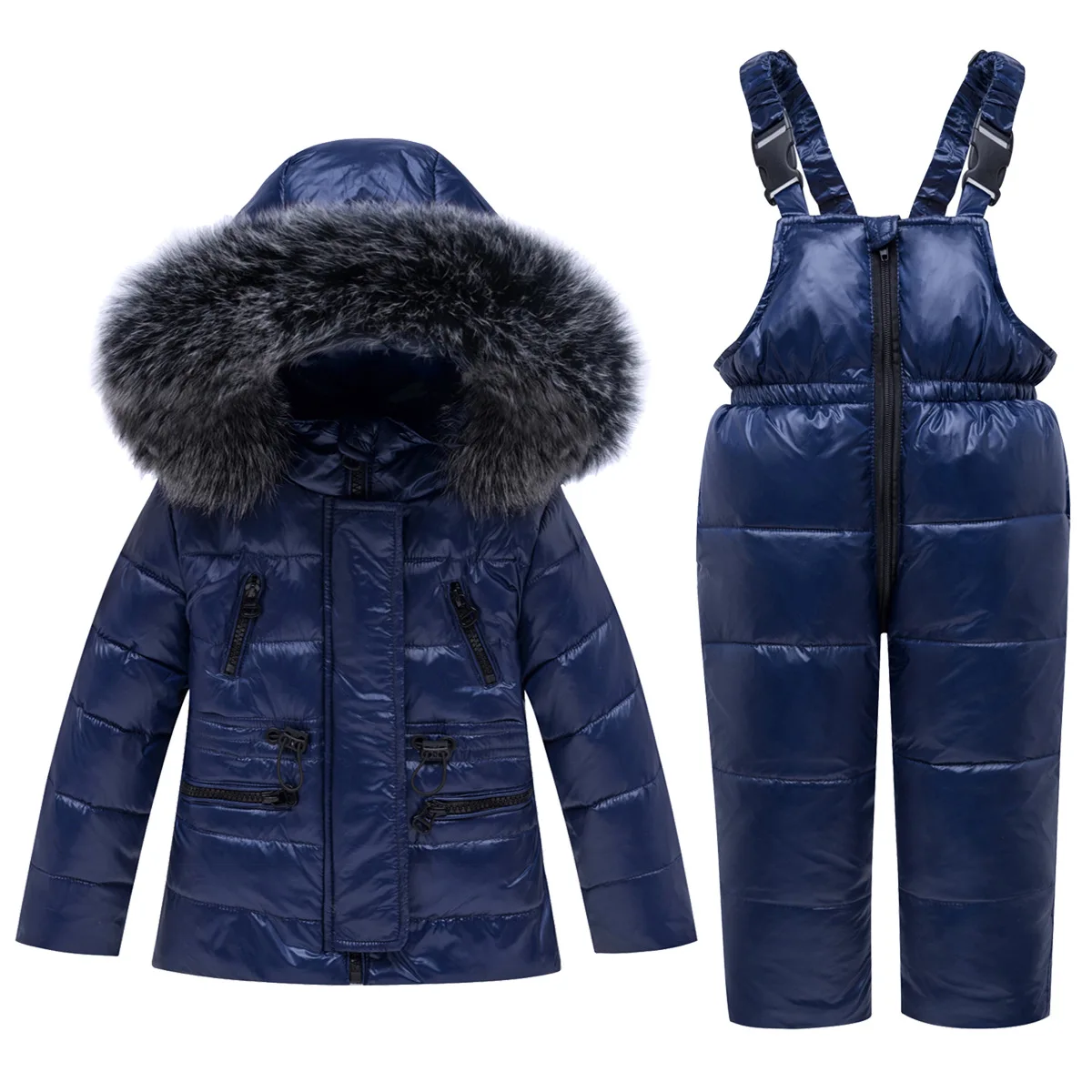 children's clothing wholesale children's down jacket suit for boys and girls big wool collar 1-6 years old thickened zipper