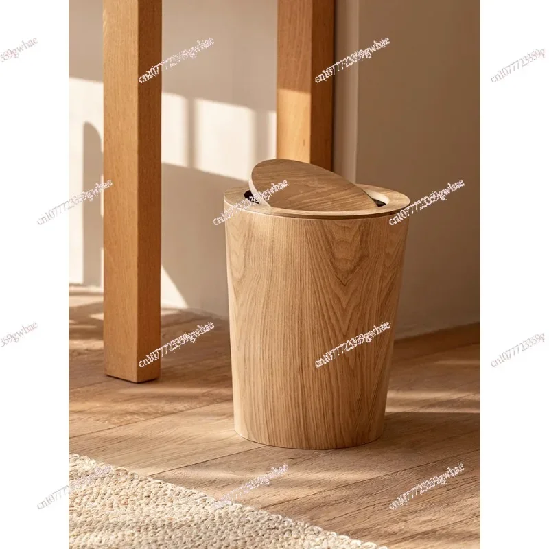 

Log wind simple wooden trash can