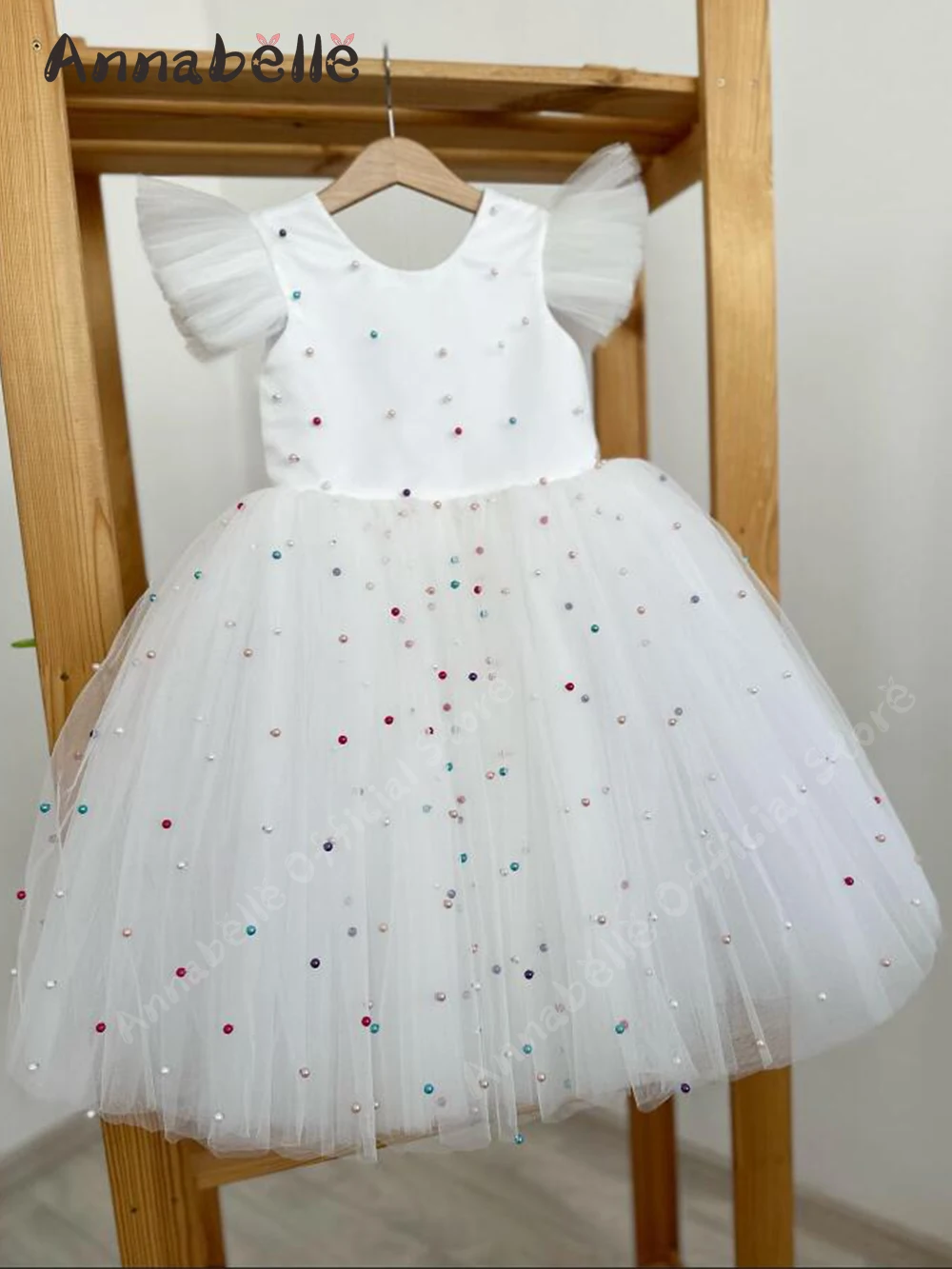 Annabelle-Robe courte à manches volantes pour fille, tenue mignonne et élégante pour un mariage