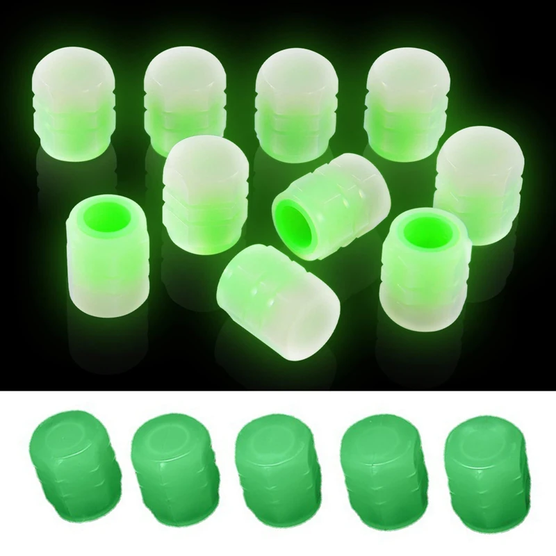 Luminous Car Wheel Tire Valve Cap Fluorescent Night Glowing Decor Motorcycle Bike Wheel Nozzle Dustproof Tyre Valve Stem Caps