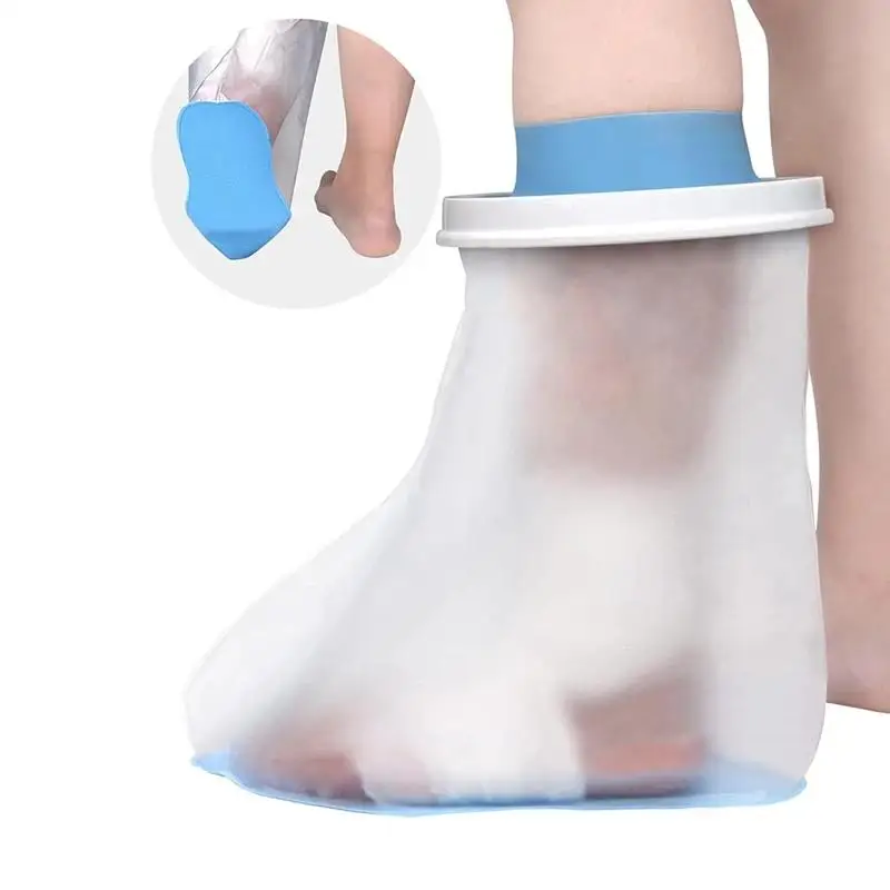 Waterproof Foot Cover For Shower Adult, Foot Cast Covers With Non-Slip Padding Bottom, Watertight Foot Cast Protector