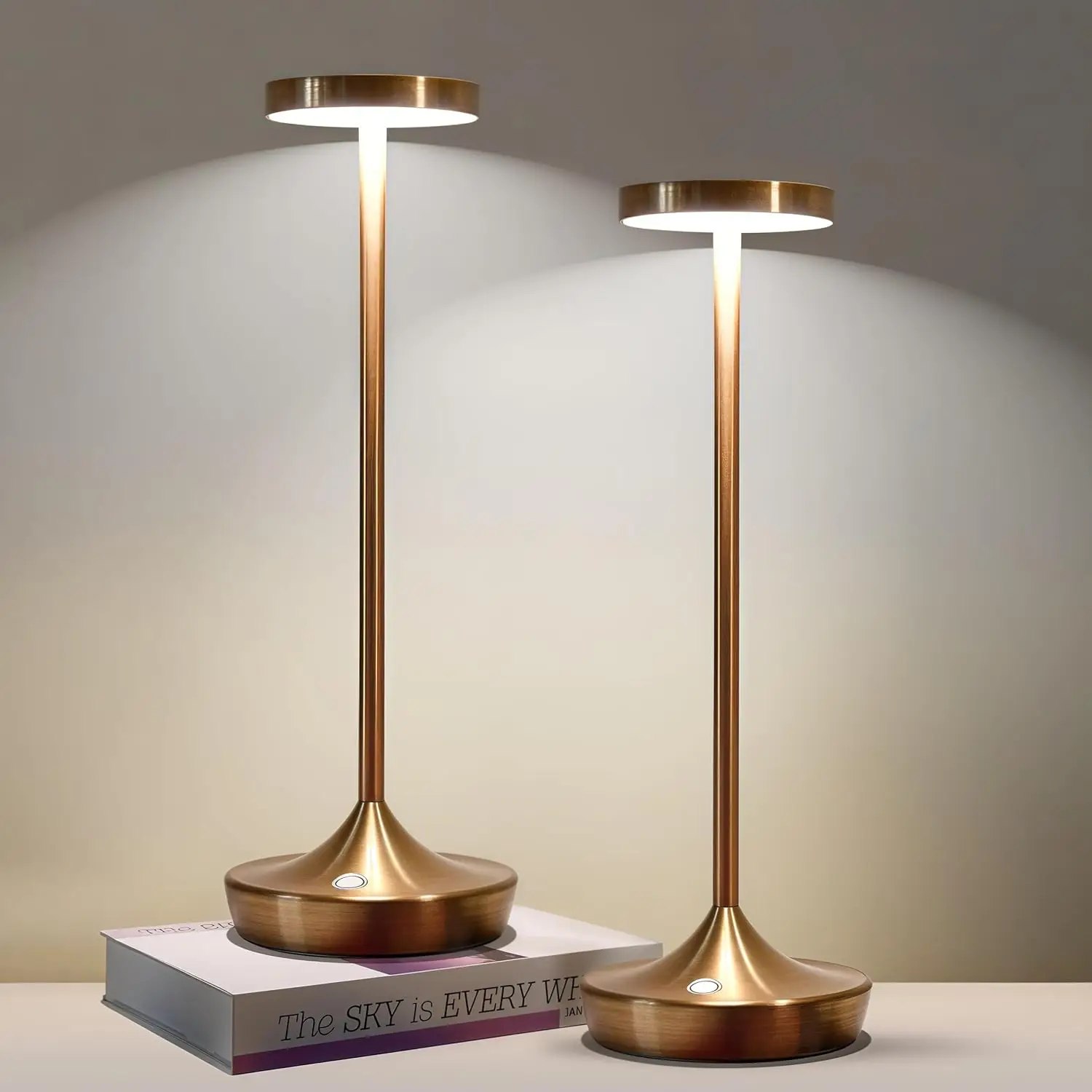 

2-Pack Cordless Table Lamps, Rechargeable 6000mAh LED, Touch Dimmable, Waterproof, 60H, for Patio