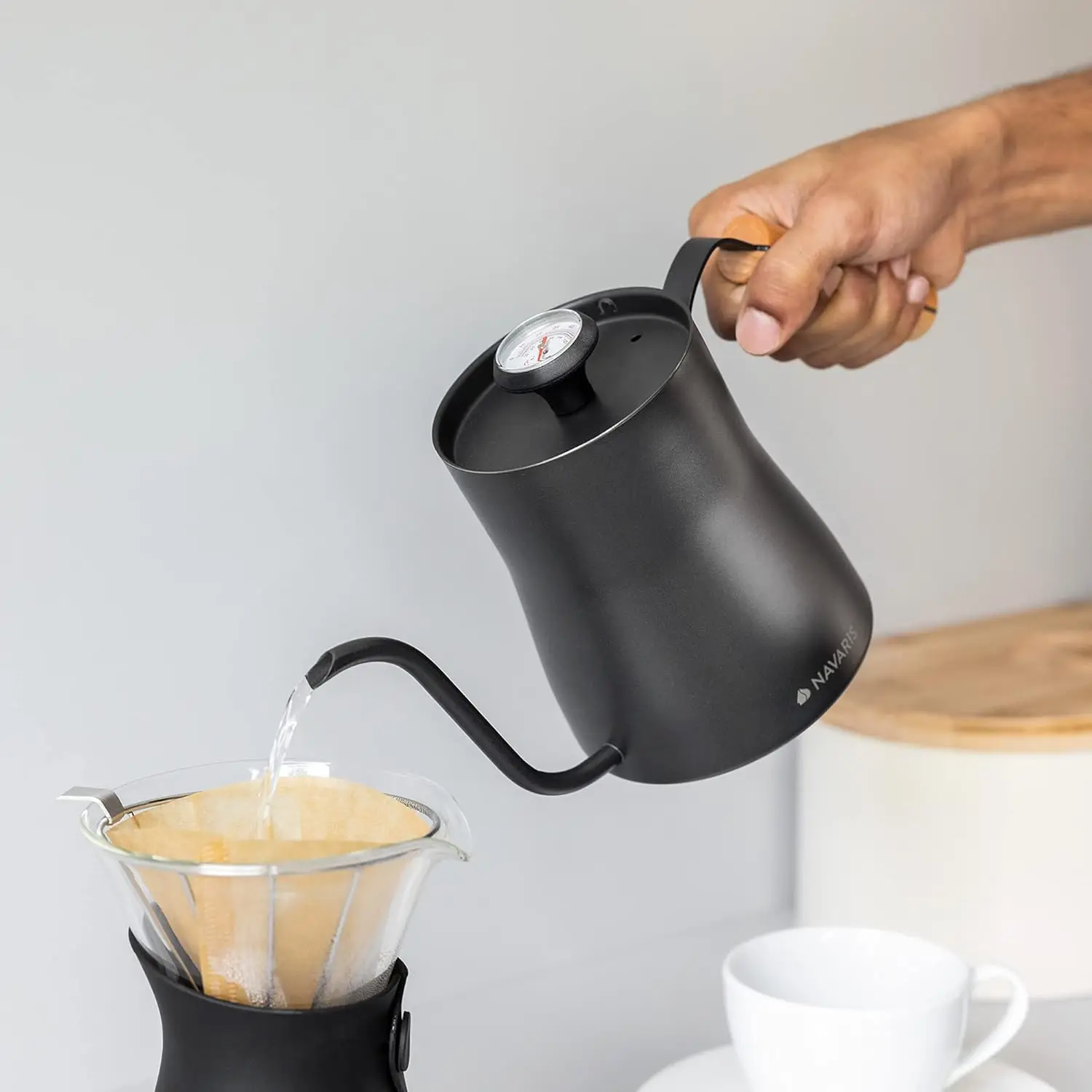 Bollitore a collo di cigno da 33,8 once (1 fl L) per bruciatori da piano cottura - Bollitore in acciaio inossidabile con beccuccio per caffè o acqua - con