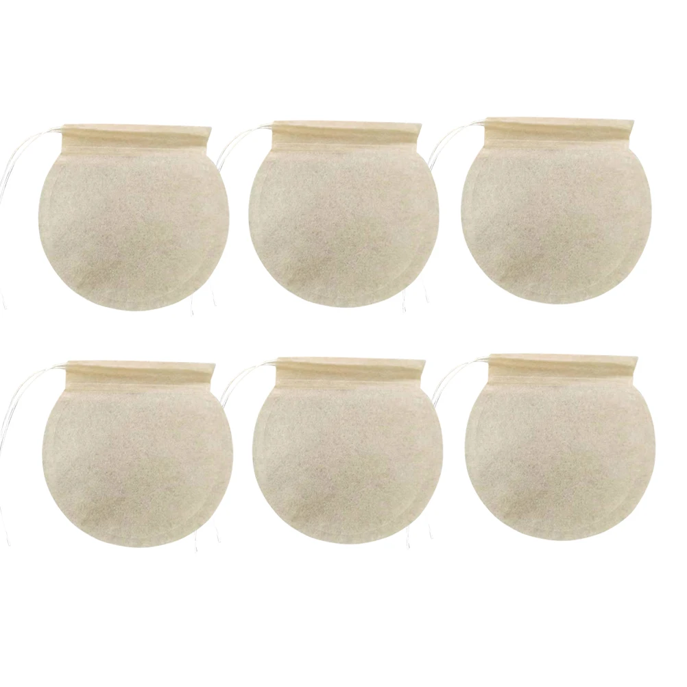 

100pcs Wood Pulp Filter Paper Tea Bags Round 7.5Cm Khaki For Loose Leaf Tea Coffee Herbal Powder Brew Home Office Cafe Use