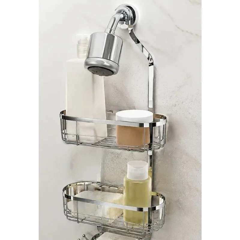 For Hanging Caddy Drilling Bathroom Storage Shower Rack Shower Without Hooks Shelves Over Organizer with Towel Bathroom