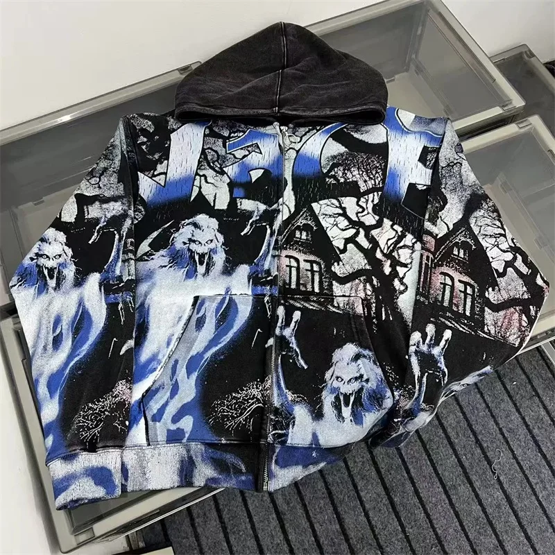 صور حقيقية VALLEY سترات كبيرة الحجم للرجال والنساء من القطن الخالص بغطاء للرأس باللون الأخضر الأمريكي العتيق