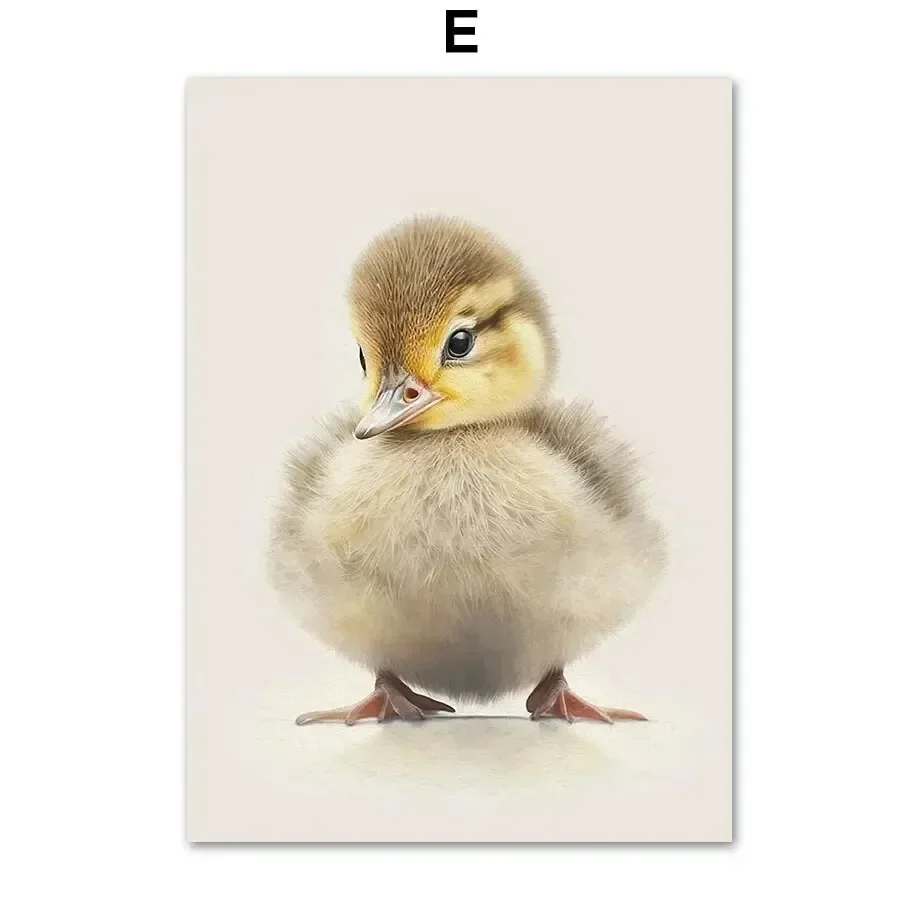 Canvas Painting Farm Baby Animals Horse, Sheep, Rabbit, Duck, Alpaca, Bull Aesthetic Wall Art Picture for Living Room Decorat
