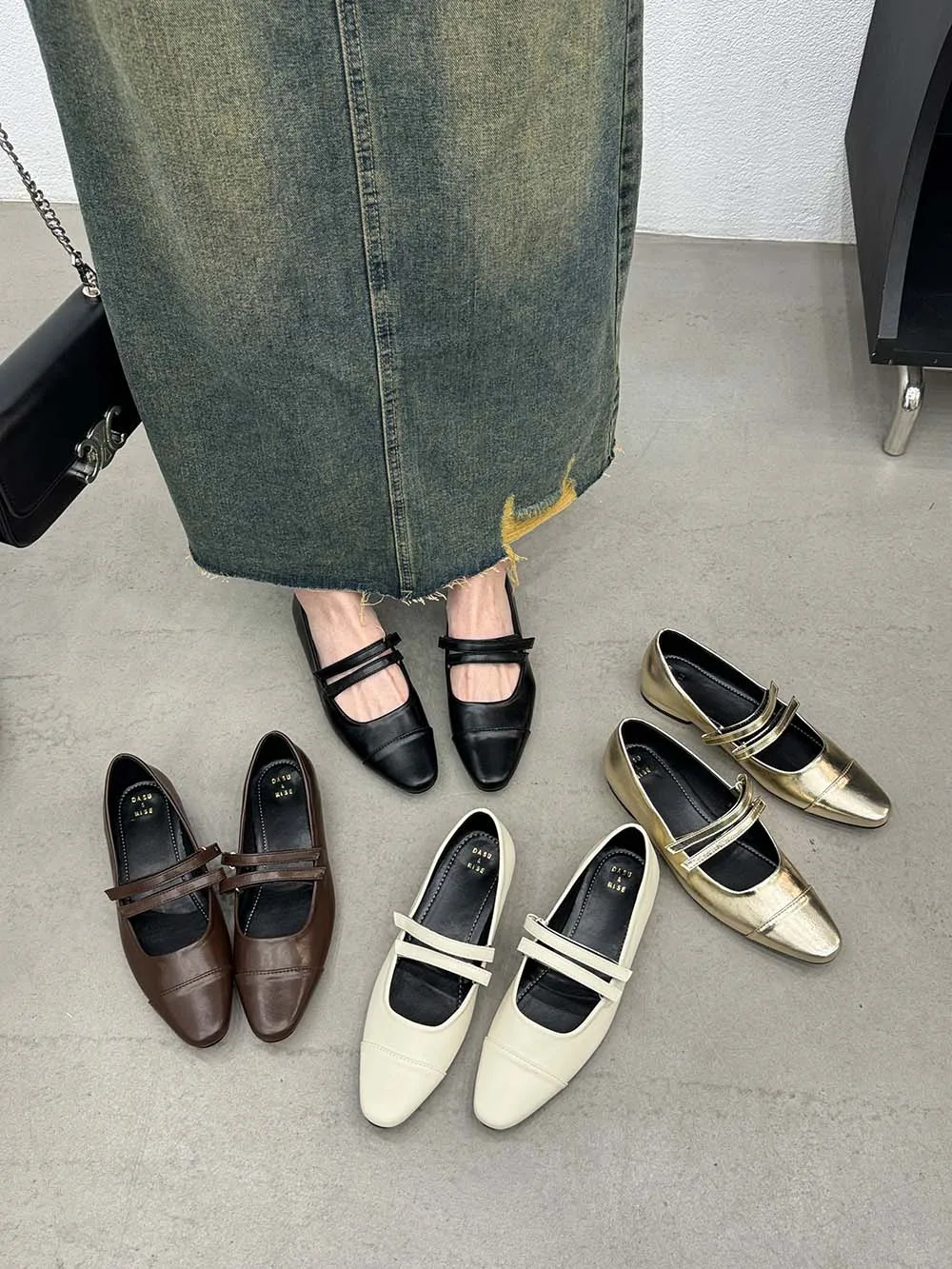 

Round Toe Women Loafers Black Beige Gold Brown 2024 New Arrivals Dress Shoes Shallow Slip On Mules Shoes Buckle Size 35-39