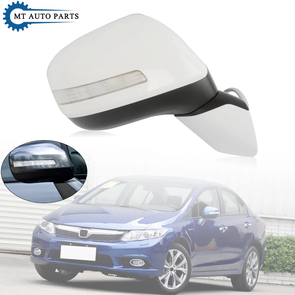 MTAP Car Outside Rearview Mirror Assy For Honda CIVIC FB2 2012 2013 2014 2015 5-PINS LED Turn Signal Light None Painted