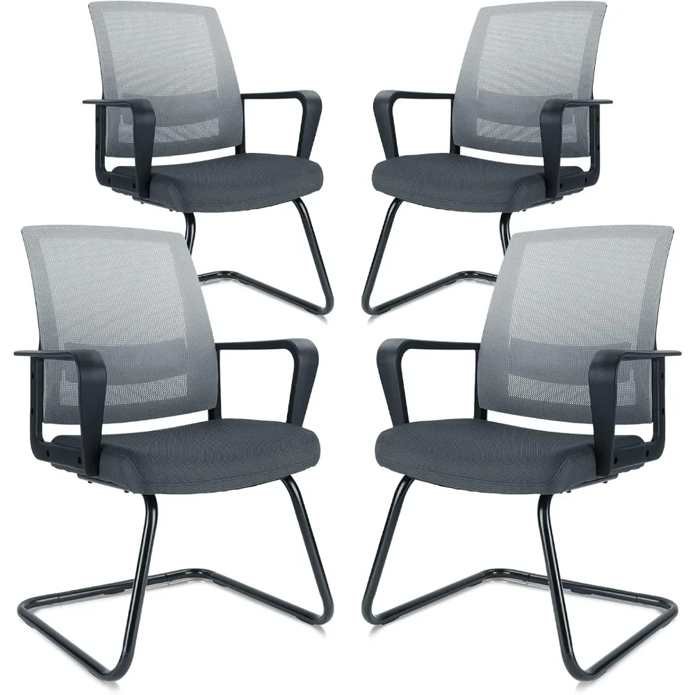 CLATINA Office Guest Chair with Lumbar Support and Mid Back Mesh Space Air Grid Series for Reception Conference Room 4 Pack