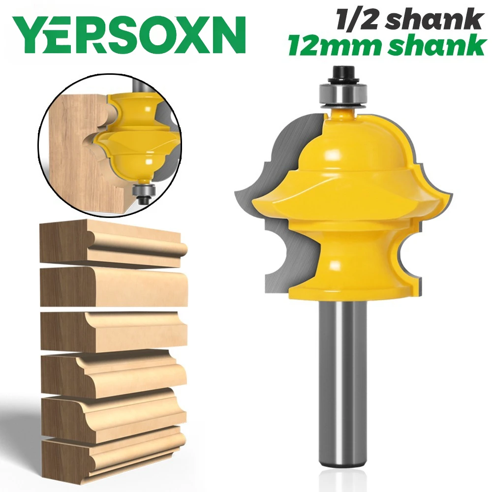 1PC 12mm 1/2" Shank Milling Cutter Wood Carving Multiform Multi-Profile Molding Router Bit Door Knife Woodworking Cutter Tools