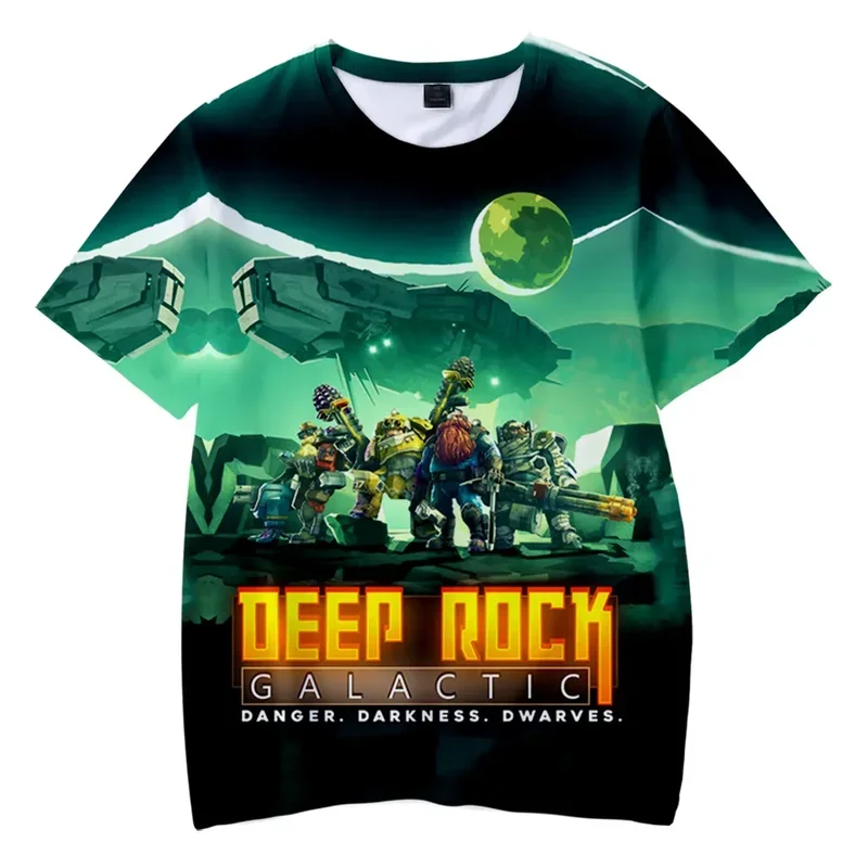 Deep Rock-Galaxy 3D Print T-shirt para homens e mulheres, camisetas gráficas engraçadas para crianças, streetwear com o pescoço, manga curta, meninos e meninas, verão