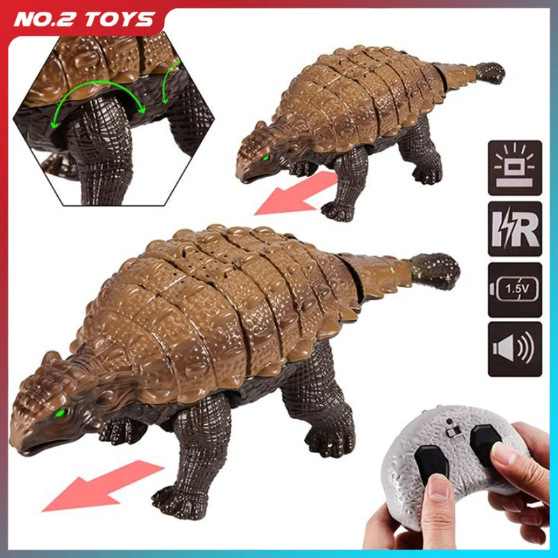 RC Remote Control Ankylosaurus Titanosaurus Dinosaur Toy Simulation Animal with Sound Lights Model Novelty Gift for Kids Fun toy