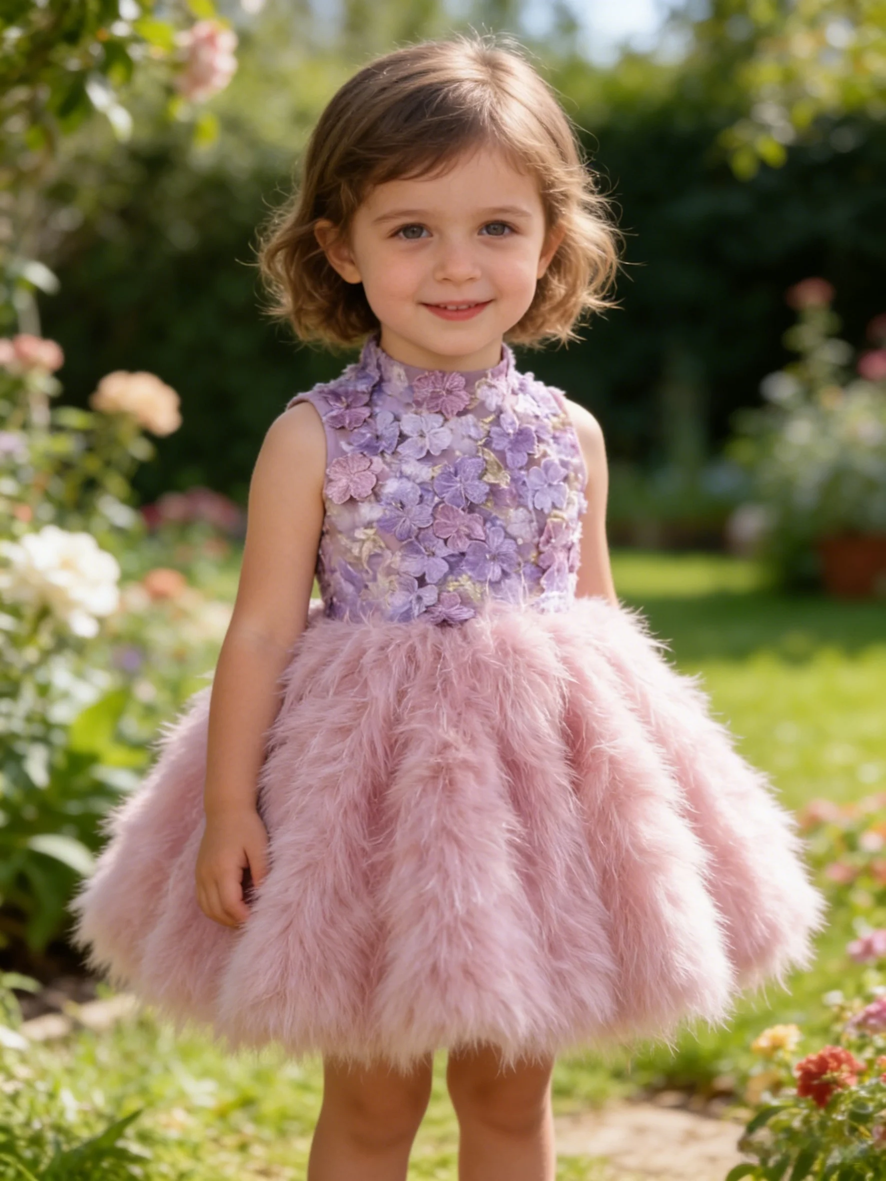 

Custom High Neck Sleeveless Flower Girl Dress For Wedding Birthday Party Pageant Gown Kids Formal Prom Ball Gown With 3D Floral