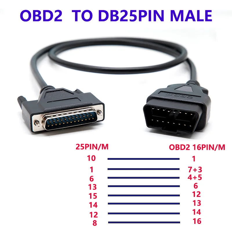 

OBD2 16pin male to DB25pin male 1m length