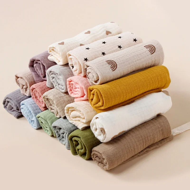 Baby Face Towel Infant Four-layer Muslin Gauze Burp Cloth Handkerchief Hanging Rope Pure Cotton Soft Small Square Towels 23*23cm