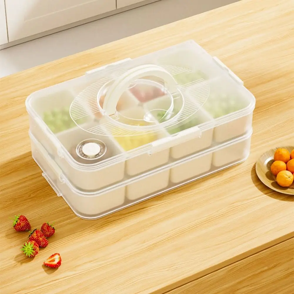 Plastic Food Divided Serving Tray Large Capacity Sealed Refrigerator Storage Box Fresh-keeping 4/6/8 Grids Snack Food Container