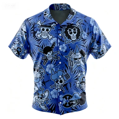Seasonal Casual Lapel Shirt New Summer Cartoon Short Sleeve Shirt Loose and Versatile Anime Trend Student Shirt