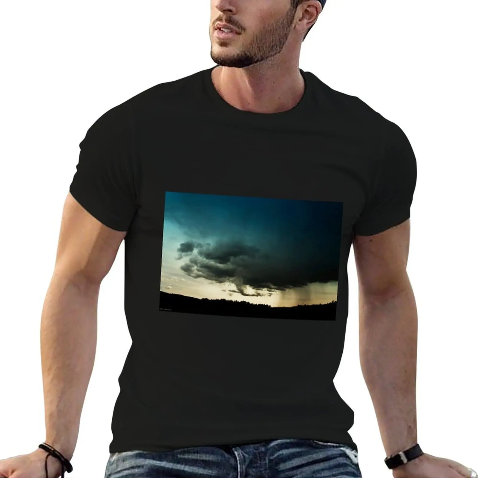 Storm Over Stoney Indian Reserve T-Shirt man t shirts graphic t shirt man cotton T-Shirt