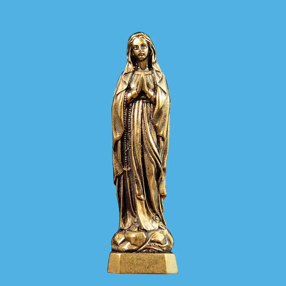 

Antique Brass Virgin Mary Statue - Hands in Prayer Mini Figurine for Home Decor, Collectible Religious Art Piece​​