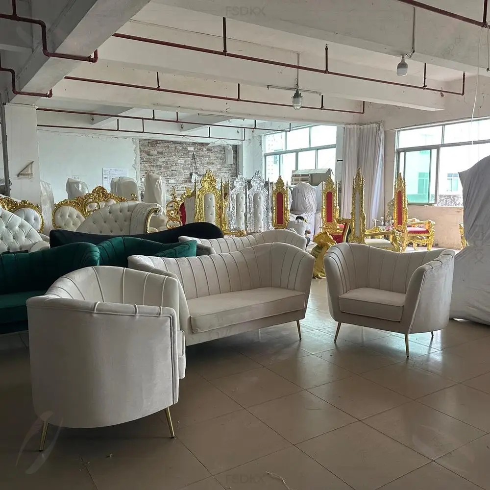 Modern Luxury Design Velvet Fabric Gold Legs Curved Back Sofa Couch Home Furniture Villa Apartment Living Room Hotel Hall Events