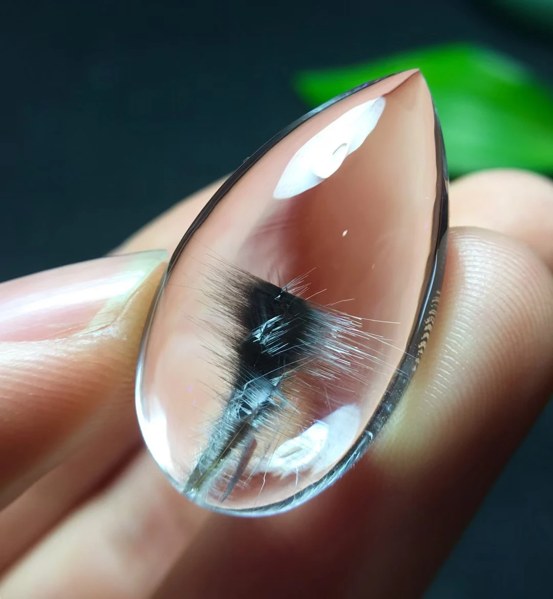 Natural Black Brookite Platinum Rutilated Quartz Pendant 31.8*17.7*9.7mm Water Drop Bead Women Men Bead Jewelry Fashion AAAAAA