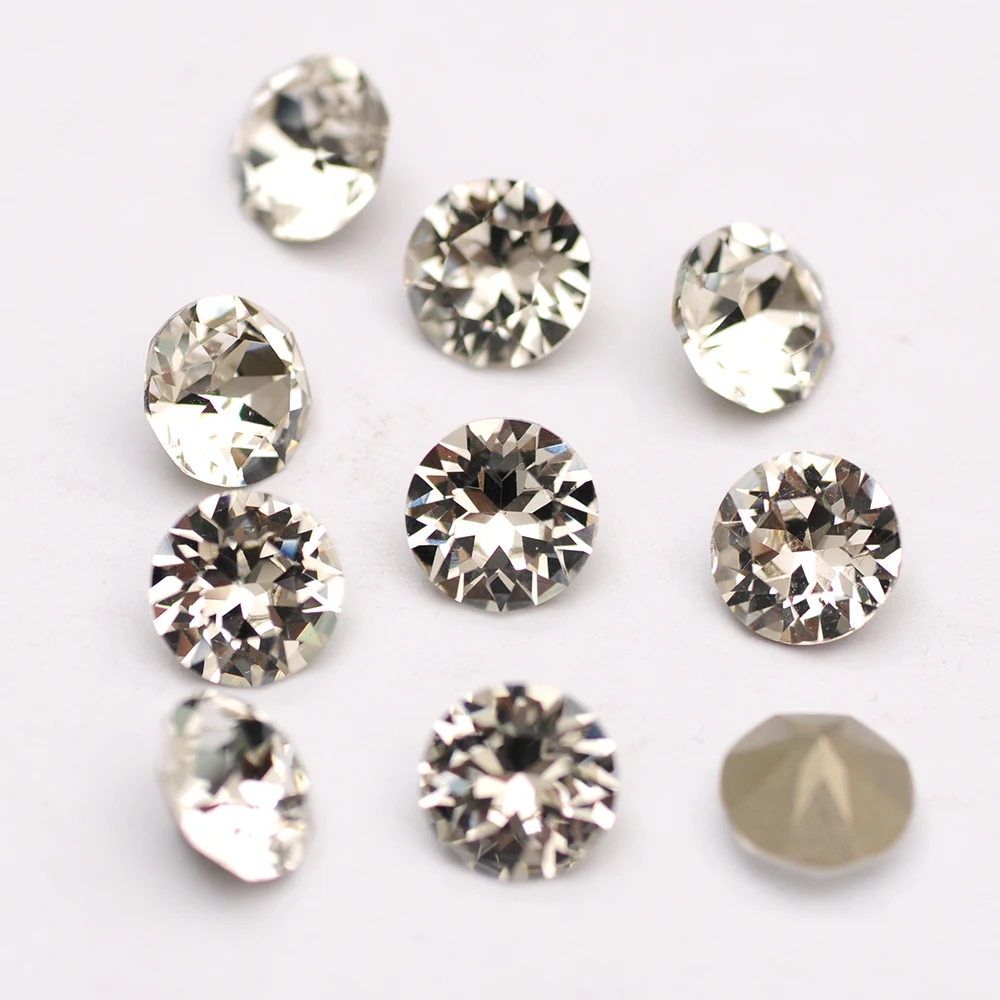 10PCS 4/5/6/7/8/10mm New K9 Glass Diamond Round Stone Cone Pointed Crystal Pointback Nail Art Rhinestones DIY Jewelry Making