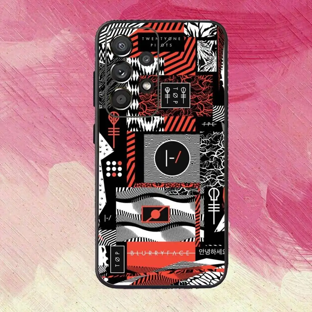 حافظة هاتف Band1 T-Twenty One P-Pilots لهاتف سامسونج S25,S24,S21,S22,S23,S30,Ultra,S20,Plus,Fe,Lite,Note,10,9,5G غطاء أسود