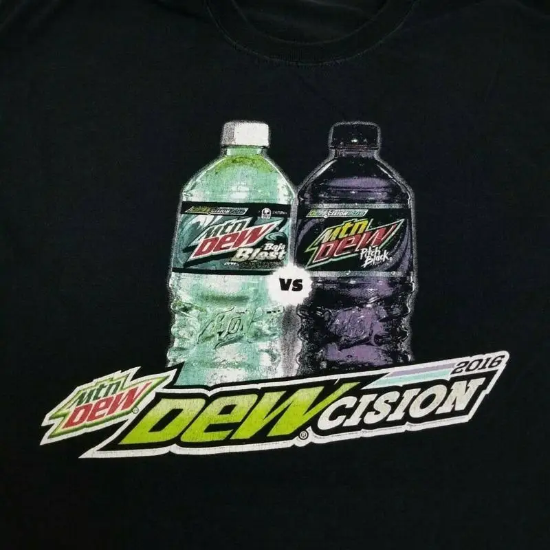 Vintage montanha orvalho t camisa dewcision baja explosão passo preto soda promo masculino xl