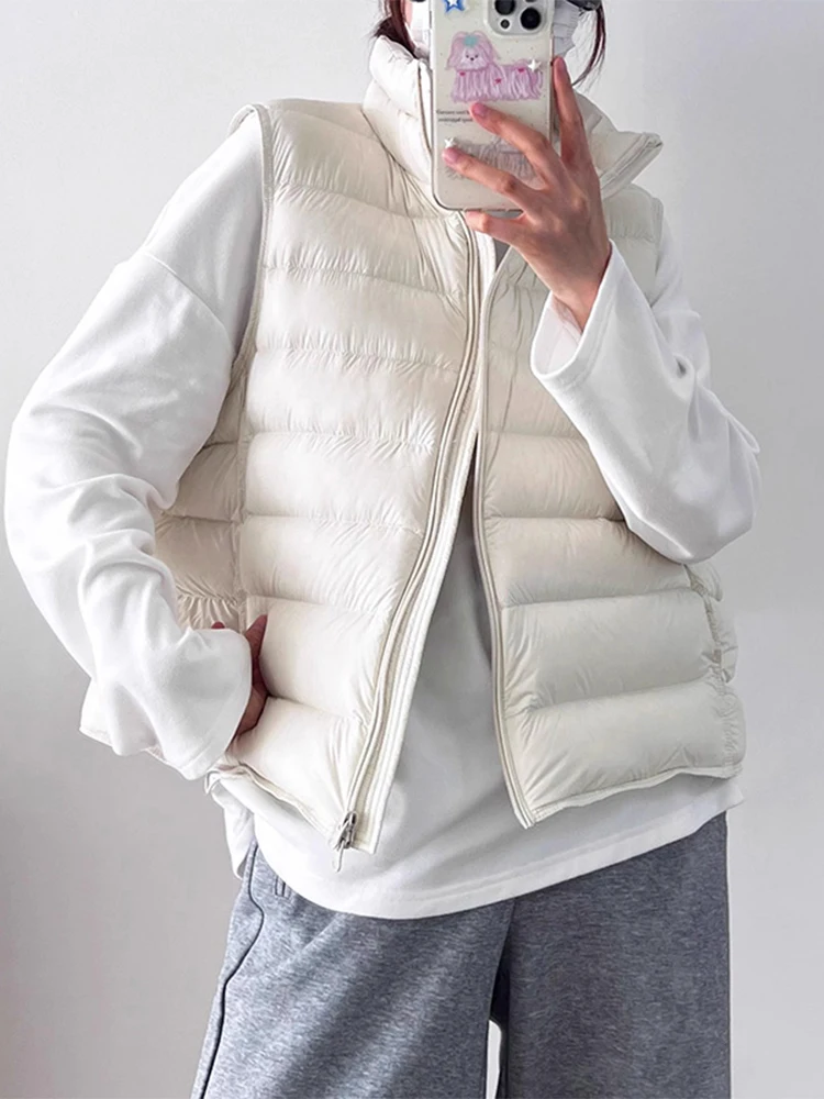 

Женский пуховый хлопковый жилет свободного кроя, легкий, с воротником-стойкой, модная новинка, зима 2026, повседневный, на молнии