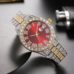 New Men's Diamond Iced Out Watch Simple Atmospheric Quartz Watch Fashion Waterproof Watch