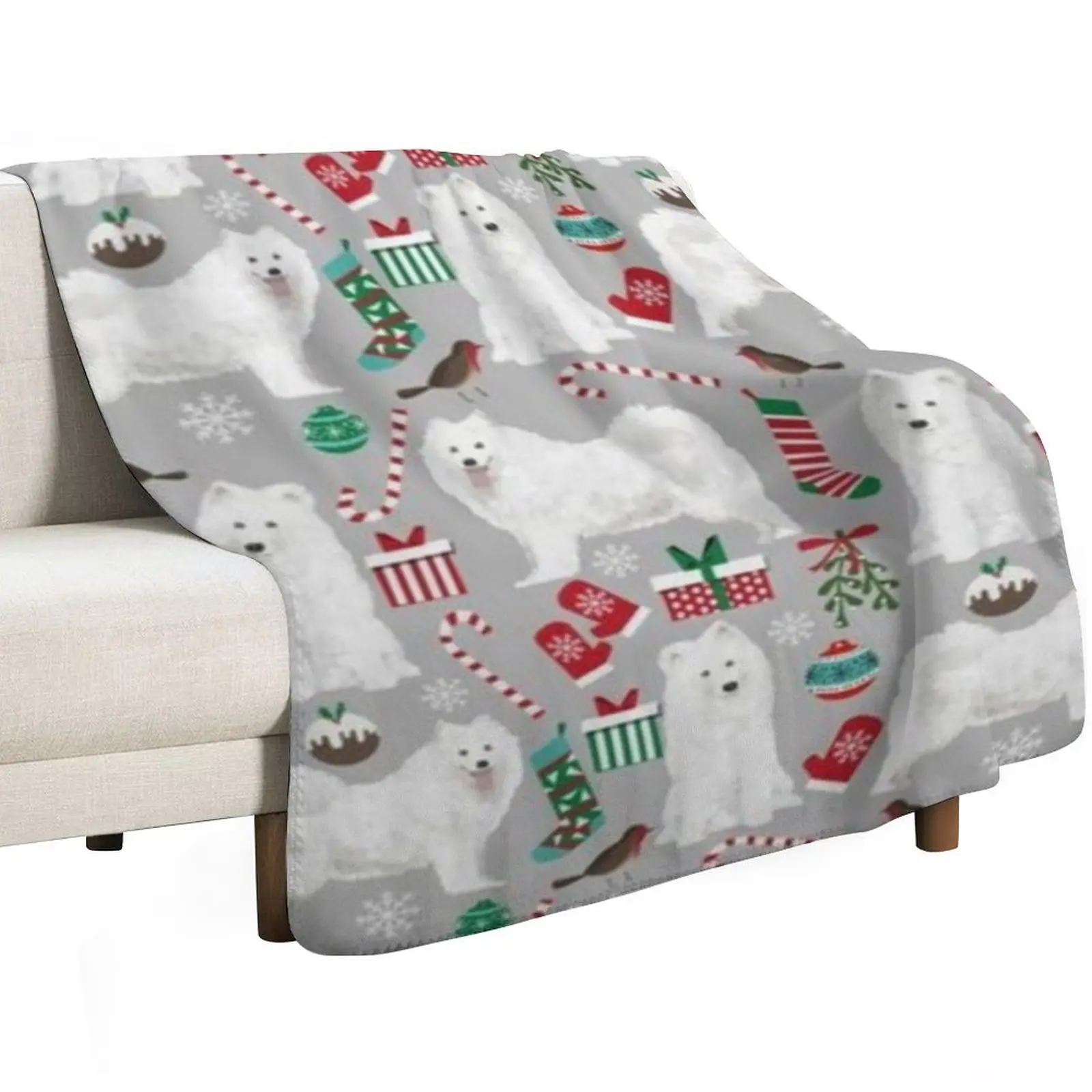 SAMOYED Throw Blanket funny gift Vintage Comforter Picnic Camping Bed Fashionable Blankets