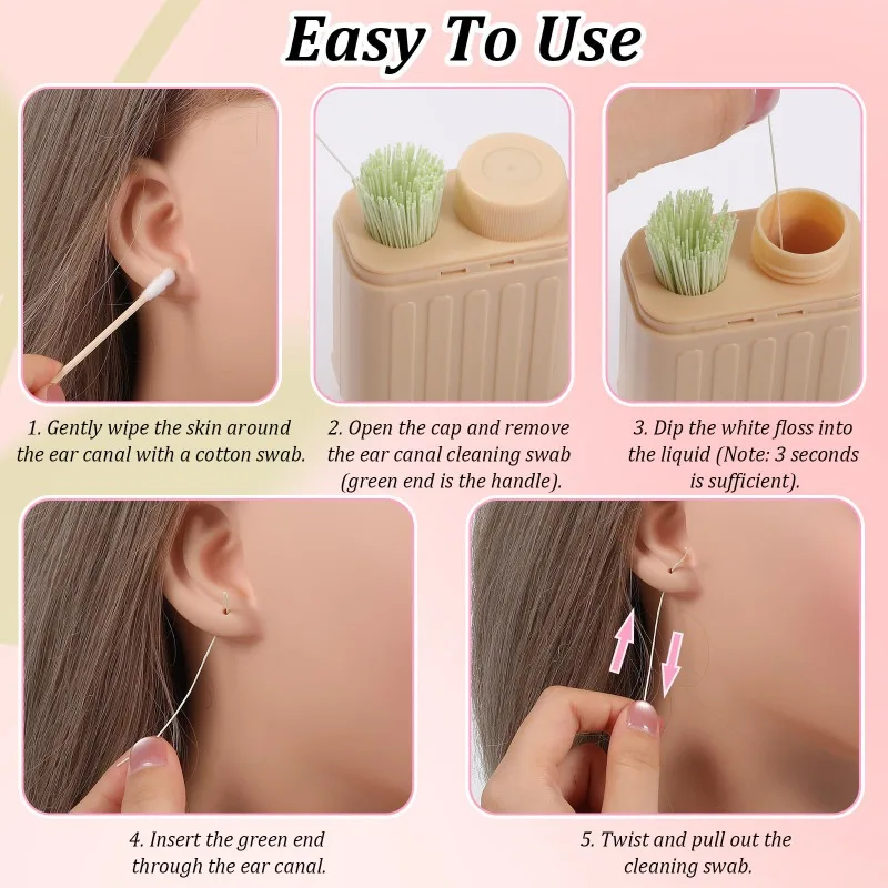 180/240PC for Removing Dirt Odor Ear Piercing Cleaning Effective Ear Hole Cleaner Tool Disposable Earrings Hole Clean Paper Line